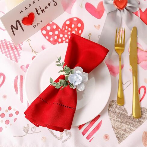 Handmade Floral Napkin Rings, Hydrangea & Eucalyptus Leaf Spring Decoration for Wedding, Easter, Party and Everyday Table Setting in Kuwait