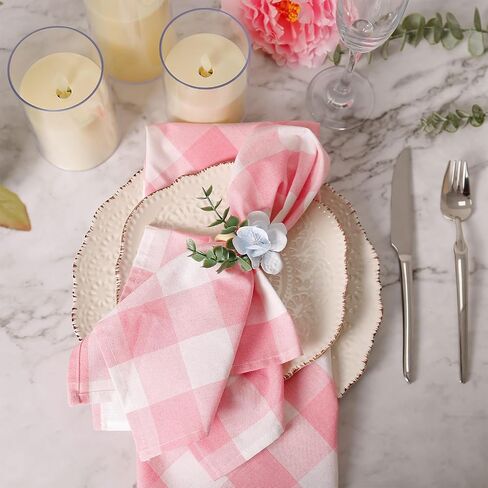 Handmade Floral Napkin Rings, Hydrangea & Eucalyptus Leaf Spring Decoration for Wedding, Easter, Party and Everyday Table Setting in Kuwait