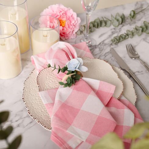 Handmade Floral Napkin Rings, Hydrangea & Eucalyptus Leaf Spring Decoration for Wedding, Easter, Party and Everyday Table Setting in Kuwait