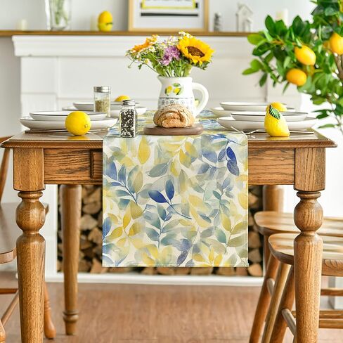 وضع Artoid يترك الألوان المائية 210 GSM مفرش طاولة صيفي، ديكور طاولة طعام المطبخ الربيعي الموسمي لديكور المنزل والحفلات 13x72 بوصة in Kuwait