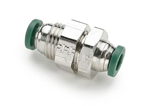 Parker Hannifin 62PLPBH-6 Prestolok PLP Nickel Plated Brass Bulkhead Union Push-to-Connect Fitting, 3/8" Push-to-Connect Tube x 3/8" Push-to-Connect Tube in Kuwait