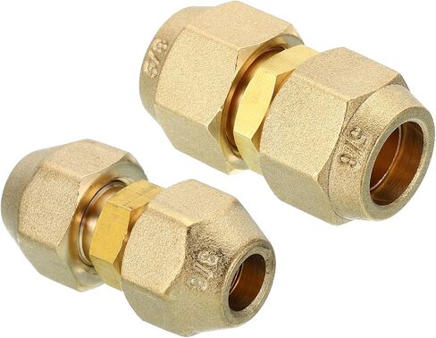 PATIKIL Pipe Extension Joint Connector Set, 2pcs Free Welding AC Copper Pipe Coupling Adapter with Flare Nuts for Copper Pipe Diameter 3/8" and 5/8" Refrigeration HVAC in Kuwait