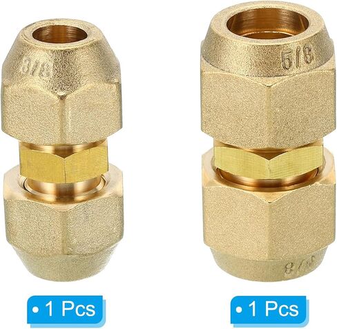 PATIKIL Pipe Extension Joint Connector Set, 2pcs Free Welding AC Copper Pipe Coupling Adapter with Flare Nuts for Copper Pipe Diameter 3/8" and 5/8" Refrigeration HVAC in Kuwait