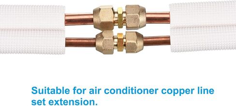 PATIKIL Pipe Extension Joint Connector Set, 2pcs Free Welding AC Copper Pipe Coupling Adapter with Flare Nuts for Copper Pipe Diameter 3/8" and 5/8" Refrigeration HVAC in Kuwait