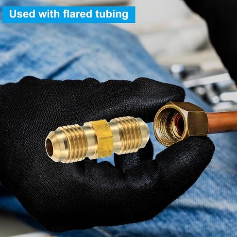 PATIKIL Pipe Extension Joint Connector Set, 2pcs Free Welding AC Copper Pipe Coupling Adapter with Flare Nuts for Copper Pipe Diameter 3/8" and 5/8" Refrigeration HVAC in Kuwait
