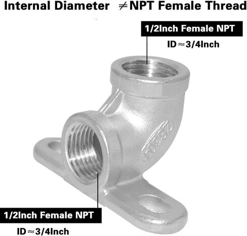 1/2" Female NPT Fixed Drop Ear 90 Degree Elbow Cast Pipe ＆ 1/2" Male NPT Hex Nipple 304 Stainless Steel (1 Set) in Kuwait