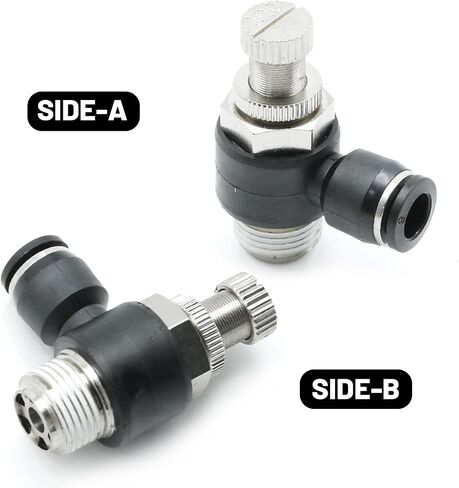 SYOWADA 5Pcs Push to Connect Air Flow Control Valve, 8mm Tube OD x 3/8" Male BSP Thread, Black Elbow 90 Degree Switch Valve Adapter Fitting for Air or Vacuum Environment in Kuwait