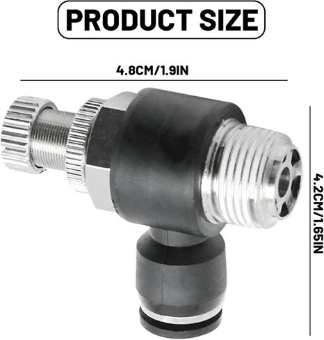 SYOWADA 5Pcs Push to Connect Air Flow Control Valve, 8mm Tube OD x 3/8" Male BSP Thread, Black Elbow 90 Degree Switch Valve Adapter Fitting for Air or Vacuum Environment in Kuwait