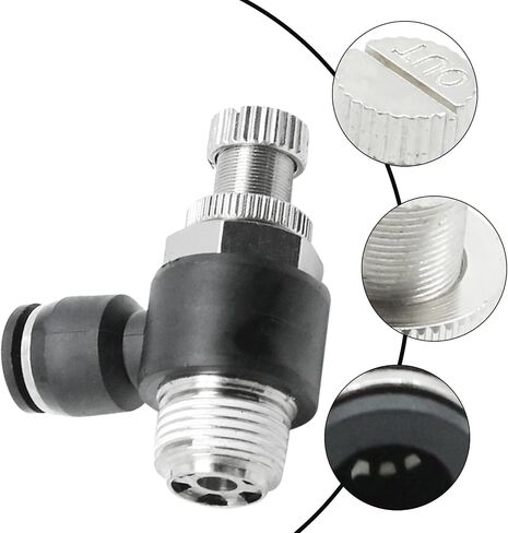 SYOWADA 5Pcs Push to Connect Air Flow Control Valve, 8mm Tube OD x 3/8" Male BSP Thread, Black Elbow 90 Degree Switch Valve Adapter Fitting for Air or Vacuum Environment in Kuwait