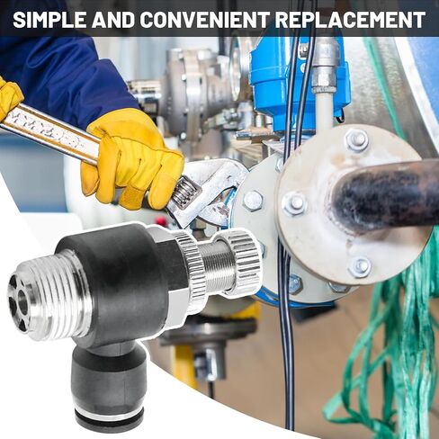 SYOWADA 5Pcs Push to Connect Air Flow Control Valve, 8mm Tube OD x 3/8" Male BSP Thread, Black Elbow 90 Degree Switch Valve Adapter Fitting for Air or Vacuum Environment in Kuwait