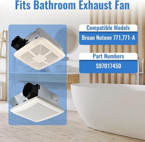 S97017450 محرك وعجلة منفاخ لـ Broan NuTone 771/771-A الحمام 70 CFM استبدال مروحة العادم يستبدل 99080599 99020278 in Kuwait