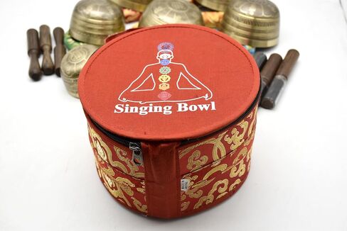 Natural Kasa Thado Singing Bowl Set of 7 Chakras – Handcrafted Tibetan Bronze Singing Bowls from Nepal with Mallets, Cushions & Carry Case – Sound Healing, Meditation, Yoga & Reiki Set in Kuwait