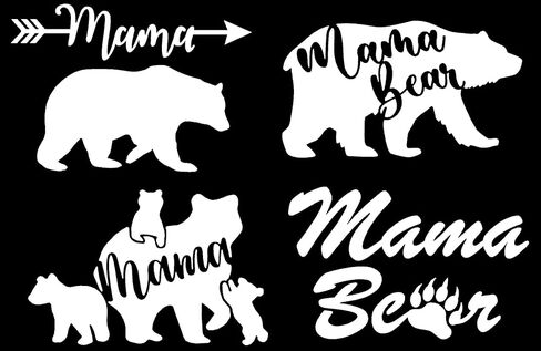 Mama Bear Decal Pack: Arrow, Cubs, Walking, Claw (White, Large 6") in Kuwait