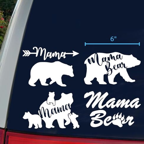 Mama Bear Decal Pack: Arrow, Cubs, Walking, Claw (White, Large 6") in Kuwait