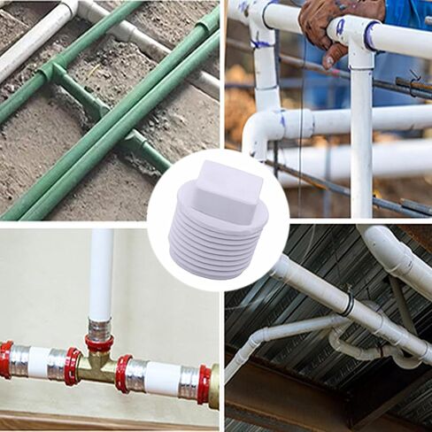 10Pcs White PVC Pipe Male Thread Plug,1/2 Inch Male Threaded End Cap for 0.5inch Pipes or Fittings,Male Thread Plug adaptor Thread Water closing for Plumbing Water Line Fittings in Kuwait