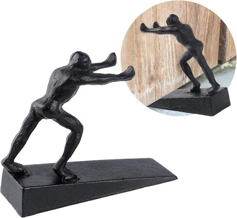 Cast Iron Decorative Man Door Stopper Wedge - Heavy Duty Rustic Vintage Door Stops for Bottom of Door, No Drilling Needed Fits All Floor Surfaces for Home,Office, Commercial and Industrial Spaces in Kuwait