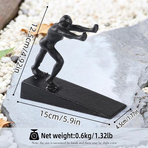 Cast Iron Decorative Man Door Stopper Wedge - Heavy Duty Rustic Vintage Door Stops for Bottom of Door, No Drilling Needed Fits All Floor Surfaces for Home,Office, Commercial and Industrial Spaces in Kuwait