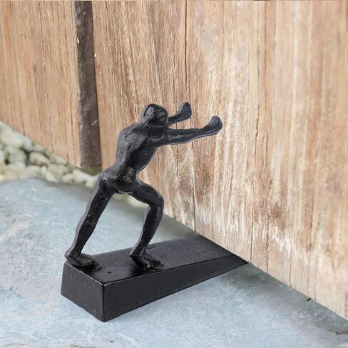 Cast Iron Decorative Man Door Stopper Wedge - Heavy Duty Rustic Vintage Door Stops for Bottom of Door, No Drilling Needed Fits All Floor Surfaces for Home,Office, Commercial and Industrial Spaces in Kuwait