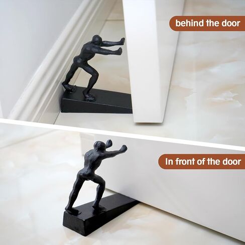 Cast Iron Decorative Man Door Stopper Wedge - Heavy Duty Rustic Vintage Door Stops for Bottom of Door, No Drilling Needed Fits All Floor Surfaces for Home,Office, Commercial and Industrial Spaces in Kuwait