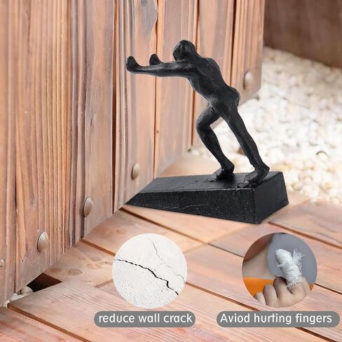 Cast Iron Decorative Man Door Stopper Wedge - Heavy Duty Rustic Vintage Door Stops for Bottom of Door, No Drilling Needed Fits All Floor Surfaces for Home,Office, Commercial and Industrial Spaces in Kuwait