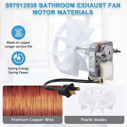 S97012038 Bathroom Exhaust Fan Motor Replacement Kit - Fits Broan 659 662 663, 50CFM 120V with Blower Wheel in Kuwait