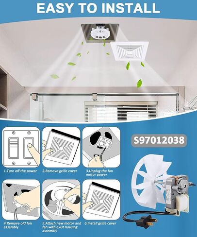 S97012038 Bathroom Exhaust Fan Motor Replacement Kit - Fits Broan 659 662 663, 50CFM 120V with Blower Wheel in Kuwait