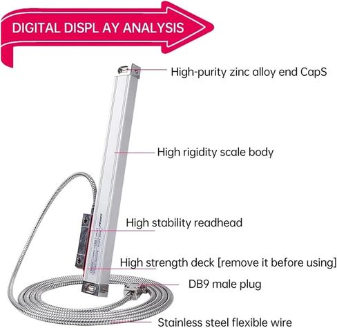 NT-M-5um مطحنة مخرطة طحن عالية الدقة DRO مقياس زجاجي خطي 450 مم - 1000 مم TTL 5VDC مستشعر مسطرة الإزاحة، سفر 650 مم in Kuwait
