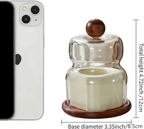 Walnut & Ceramic Toothpick Holder, Tabletop Dispenser, Home Decor Gift | Elegant Walnut & Ceramic Cloche Smart Anti-Stick Fit Premium Natural Materials Compact & Stable Thoughtful Gift Without Box in Saudi Arabia