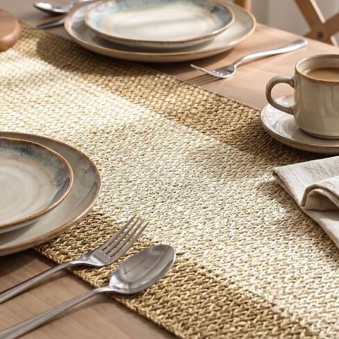 Artoid Mode Burlap Brown Farmhouse Rustic Paper Braided Table Runner, Seasonal Christmas Woven Kitchen Dining Table Decoration for Home Party Decor 12x72 Inch in Kuwait