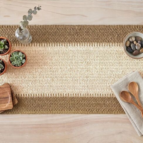 Artoid Mode Burlap Brown Farmhouse Rustic Paper Braided Table Runner, Seasonal Christmas Woven Kitchen Dining Table Decoration for Home Party Decor 12x72 Inch in Kuwait