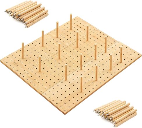 Kigley 3 قطع منظم درج خشبي Pegboard مع 32 أوتاد خشبية لوح ربط درج منظم نظام ربط قابل للتعديل للأطباق وحاوية وعاء وأدوات المطبخ (خشب، 20.98 × 5.91 بوصة) in Kuwait