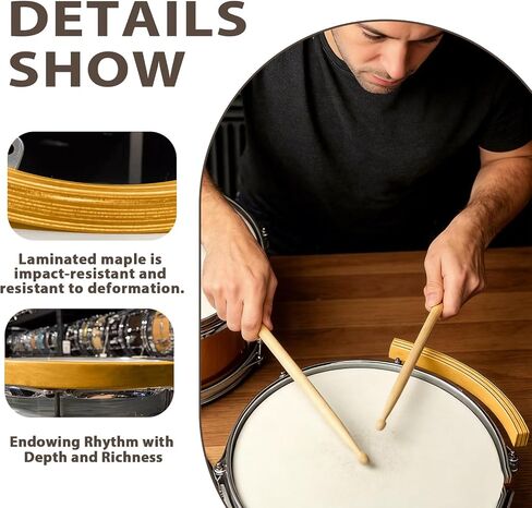 Percussion Wood Block, Snare Drum Rimshots Block with 13-14 inch Snare Drum Portable & Easy to Use, Suitable for Concert Show Live Performance in Kuwait
