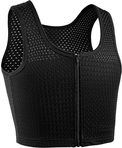 XUJI Chest Binder FTM Transgender Zip Up Binder تنفس الثدي بارد النسيج تانك الأعلى in Kuwait