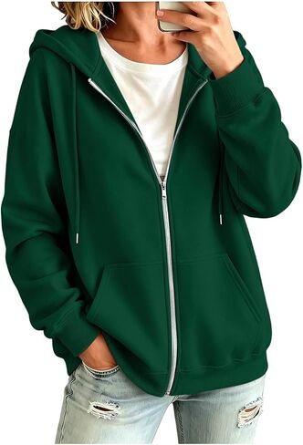 Oversized Zip Up Hoodie For Women Casual Long Sleeve Sweatshirts Fall Winter Track Jackets in Kuwait