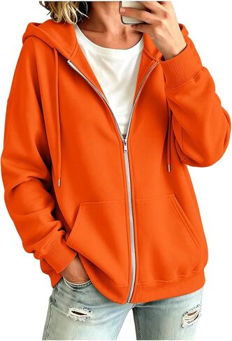 Oversized Zip Up Hoodie For Women Casual Long Sleeve Sweatshirts Fall Winter Track Jackets in Kuwait