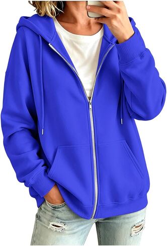 Oversized Zip Up Hoodie For Women Casual Long Sleeve Sweatshirts Fall Winter Track Jackets in Kuwait