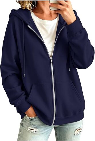 Oversized Zip Up Hoodie For Women Casual Long Sleeve Sweatshirts Fall Winter Track Jackets in Kuwait
