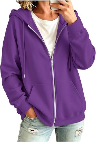 Oversized Zip Up Hoodie For Women Casual Long Sleeve Sweatshirts Fall Winter Track Jackets in Kuwait