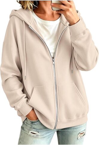 Oversized Zip Up Hoodie For Women Casual Long Sleeve Sweatshirts Fall Winter Track Jackets in Kuwait