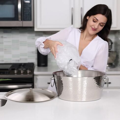 دلو ثلج كبير من الفولاذ المقاوم للصدأ معزول من BREKX مع غطاء للحفلات، ثلج ومشروبات معدنية مثبتة، دلو شمبانيا من أجل تبريد ممتد - 12 كوارت in Kuwait
