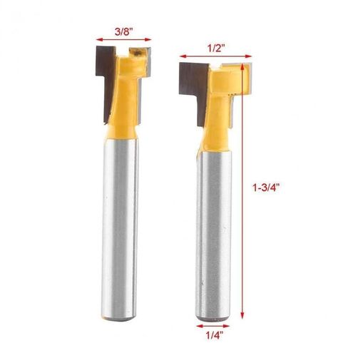Router Madera 2pcs Yellow T-Slot Cutter Router Bit for 3/8'' & 1/2'' Cutting Edge 1/4'' Shank in Kuwait