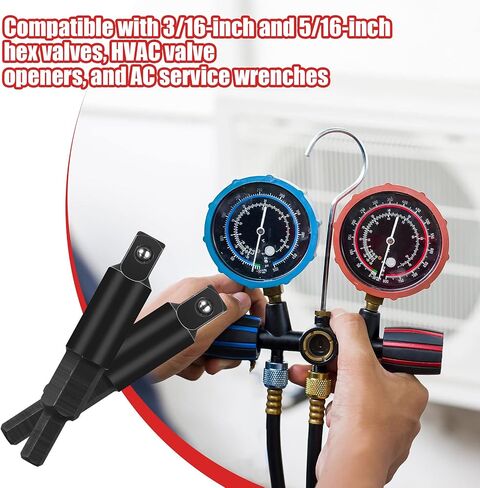 Chumia 2 قطعة مفتاح خدمة HVAC 3/16 إلى 5/16 إصلاح مفتاح سداسي محول أدوات خدمة HVAC أدوات مفتاح ربط تكييف الهواء لإصلاح معدات تكييف الهواء وفتاحة الصمامات in Kuwait