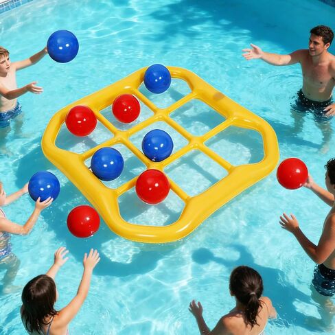 Jumbo Pool Tic Tac Toe Game Floating Outdoor 10 Balls Inflatable Tic Tac Toe Pool Game Adults and Family for Kids Ages Toys in Kuwait