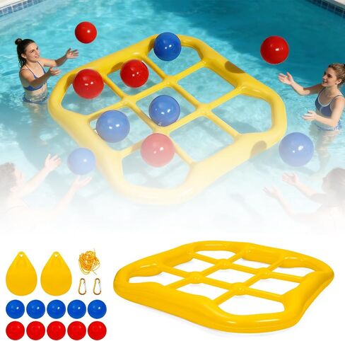 Jumbo Pool Tic Tac Toe Game Floating Outdoor 10 Balls Inflatable Tic Tac Toe Pool Game Adults and Family for Kids Ages Toys in Kuwait