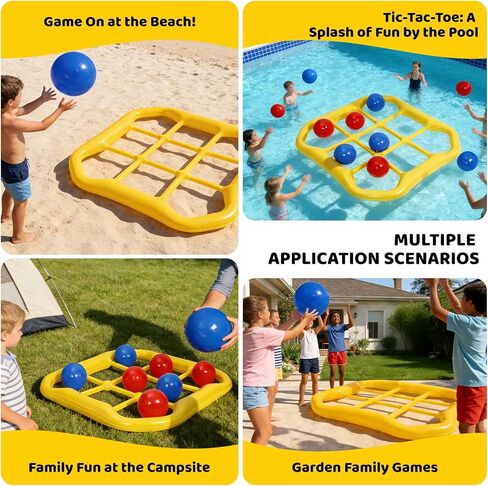 Jumbo Pool Tic Tac Toe Game Floating Outdoor 10 Balls Inflatable Tic Tac Toe Pool Game Adults and Family for Kids Ages Toys in Kuwait