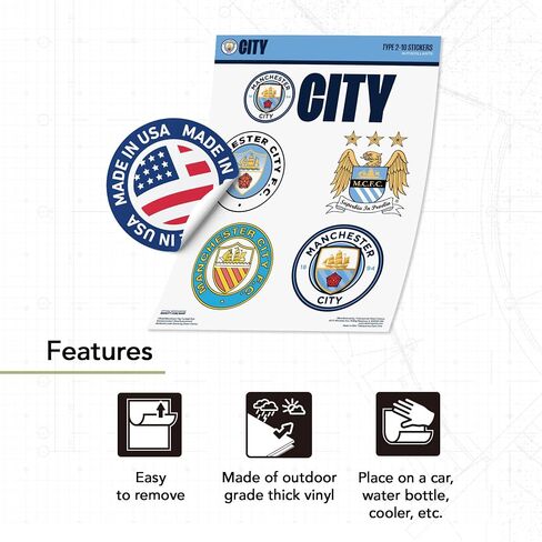 ملصق مانشستر سيتي مان سيتي MCFC ورقة من الفينيل لكرة القدم وكرة القدم الدوري الإنجليزي الممتاز لملصقات الكمبيوتر المحمول وزجاجة مياه وقصاصات السيارة (النوع 2-10) in Kuwait