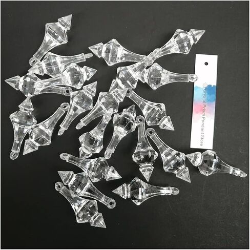 Hanging Crystals Prisms 60pcs 48MM Acrylic Crystal Pointed Cone Pendant Chandelier Curtain Party Lamp Lighting Hangings Crystals for Decoration in Kuwait