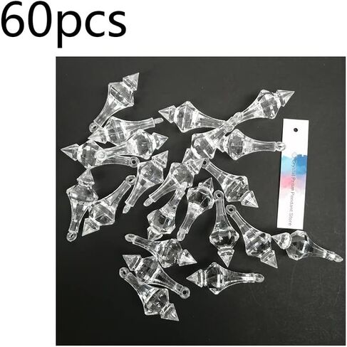 Hanging Crystals Prisms 60pcs 48MM Acrylic Crystal Pointed Cone Pendant Chandelier Curtain Party Lamp Lighting Hangings Crystals for Decoration in Kuwait