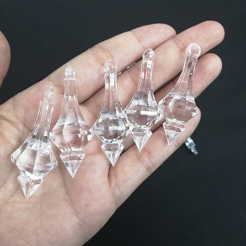 Hanging Crystals Prisms 60pcs 48MM Acrylic Crystal Pointed Cone Pendant Chandelier Curtain Party Lamp Lighting Hangings Crystals for Decoration in Kuwait