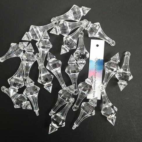 Hanging Crystals Prisms 60pcs 48MM Acrylic Crystal Pointed Cone Pendant Chandelier Curtain Party Lamp Lighting Hangings Crystals for Decoration in Kuwait